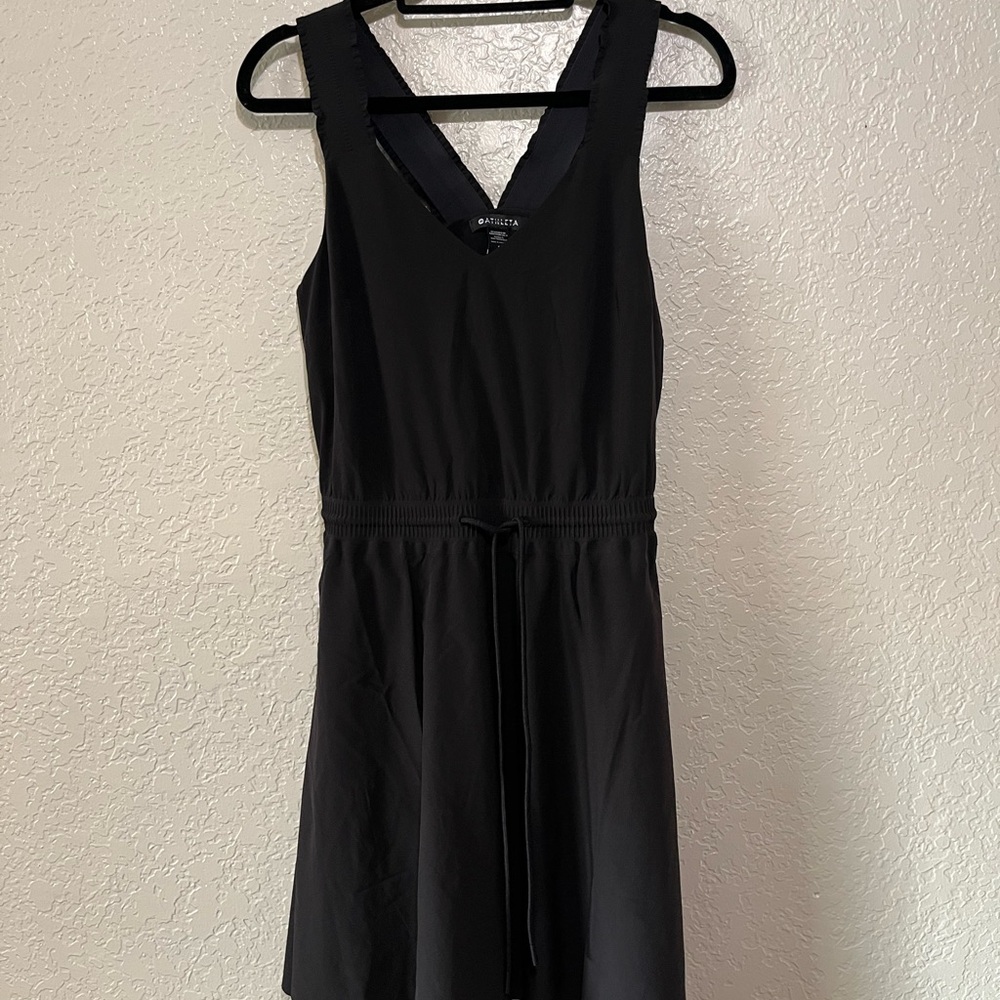 Athleta Women's Sz S Black Savannah Strap Mini Athletic Tie Waist Dress